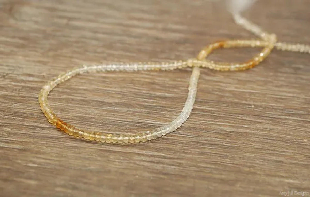Shaded Citrine Necklace, Sterling Silver or Gold Filled, Citrine Jewelry, Beaded