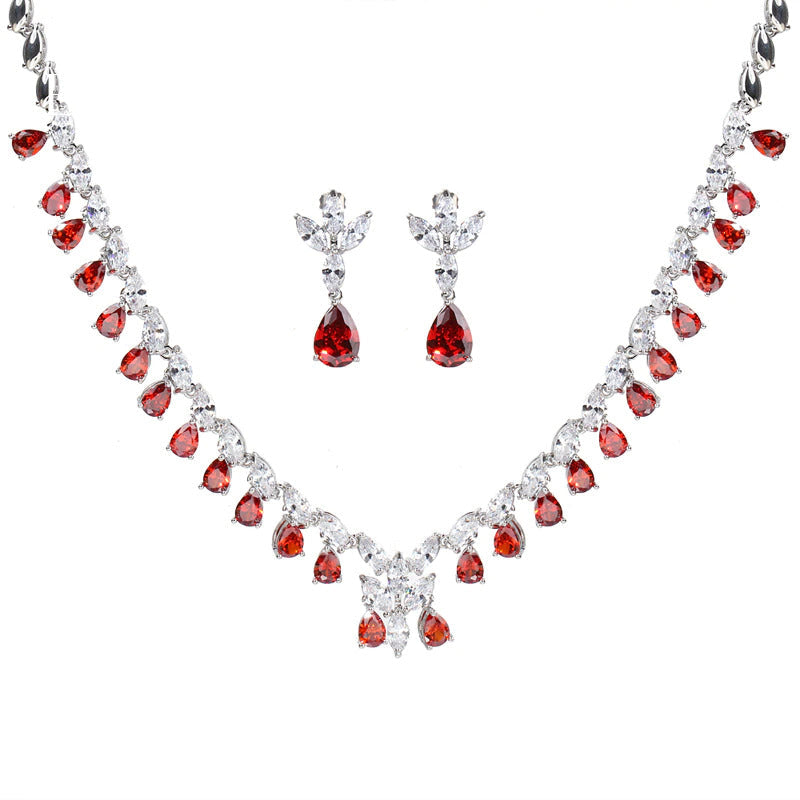 New Fashion Delicate Waterdrop-Shape Earring and Necklace for Women Three