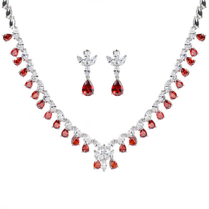 New Fashion Delicate Waterdrop-Shape Earring and Necklace for Women Three