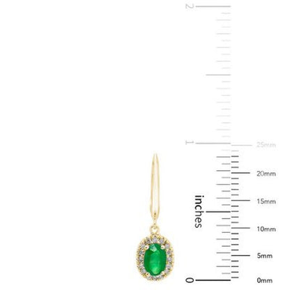 Genuine Emerald and 0.16 CT. T.W. Diamond Earrings in 14K Gold