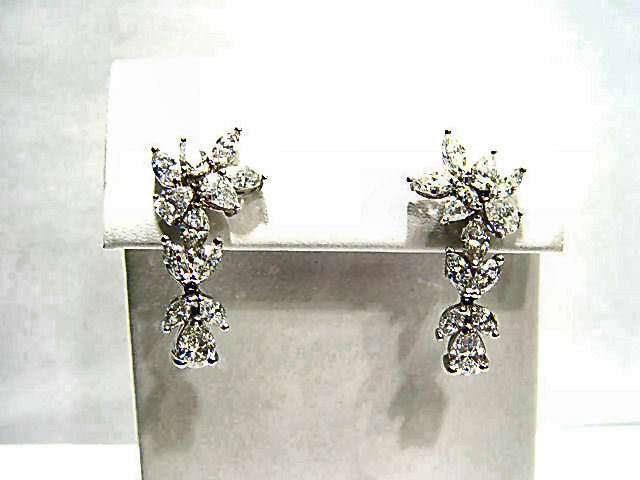 DIAMOND 8 PEAR SHAPE 16 MARQUISE SHAPE DIAMOND DANGLE 9.37 CT PLATINUM EARRING
