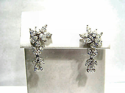 DIAMOND 8 PEAR SHAPE 16 MARQUISE SHAPE DIAMOND DANGLE 9.37 CT PLATINUM EARRING
