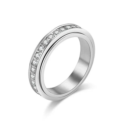 4Mm Wide Titanium Steel Exquisitely Inlaid Single Drainage Diamond for Men and W