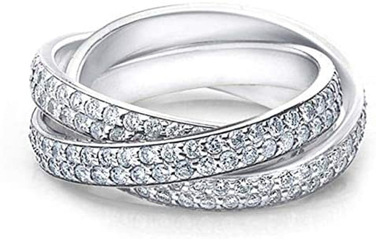 PJ 2.75 CT round Diamond Rolling Full Eternity Wedding Band 14K White Gold Over