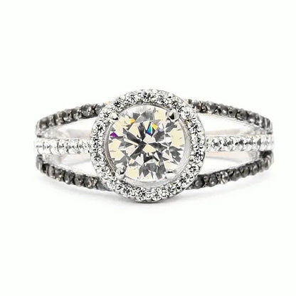 Luxury Exquisite Women'S 925 Sterling Silver round Garnet & White Sapphire & Bla