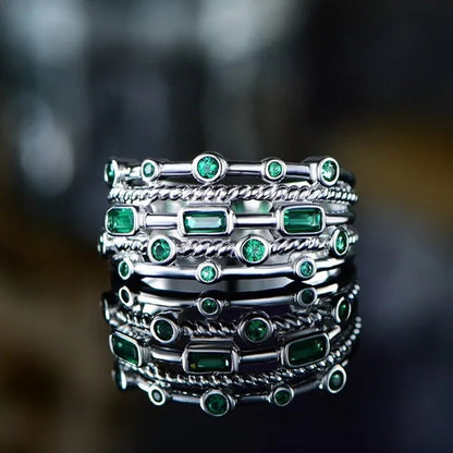 Fashion Jewelry 925 Sterling Silver Women Emerald Ring Elegant Princess Proposal