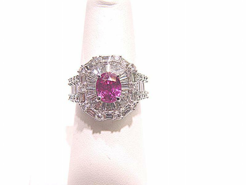 1.82 CT PINK SAPPHIRE OVAL SHAPE 1.66 CT ROUND BRILLIANT
