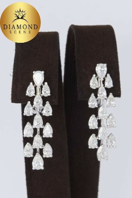 Pear Shape Diamond Gold Drop Earrings