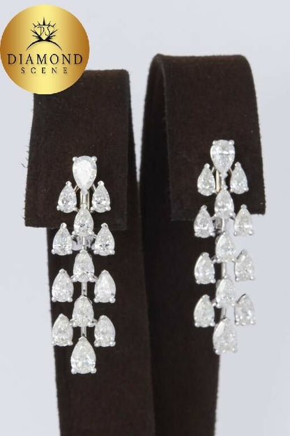 Pear Shape Diamond Gold Drop Earrings