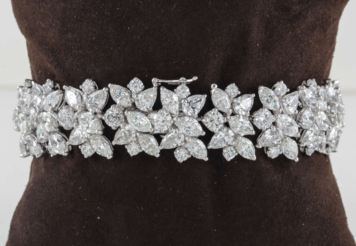Estate Diamond Bracelet 22.00 ct round marquise diamond platinum