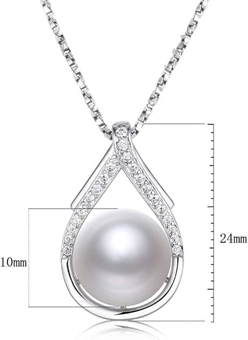 Freshwater Cultured White Real Pearl Pendant Necklaces for Women, Christmas Gift