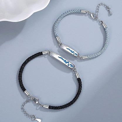 2 Pcs Alloy Couple Bracelets Bangles Adjustable Chain Wristband Temperature Chan