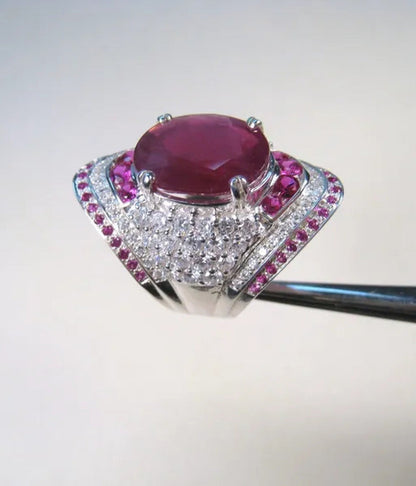 Natural Ruby Gemstone 925 Sterling Silver Wedding Engagement Ring Women'S Jewelr