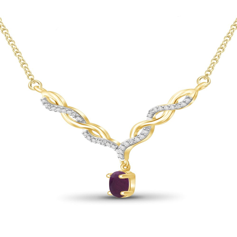 0.48 Carat T.G.W. Ruby Gemstone and Accent White Diamond Women'S Pendant