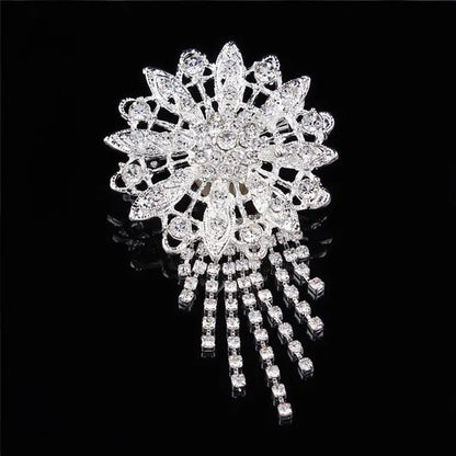 Bridal Brooch round Flower Tassel Diamond Inlaid Alloy Brooch High-Grade PIN
