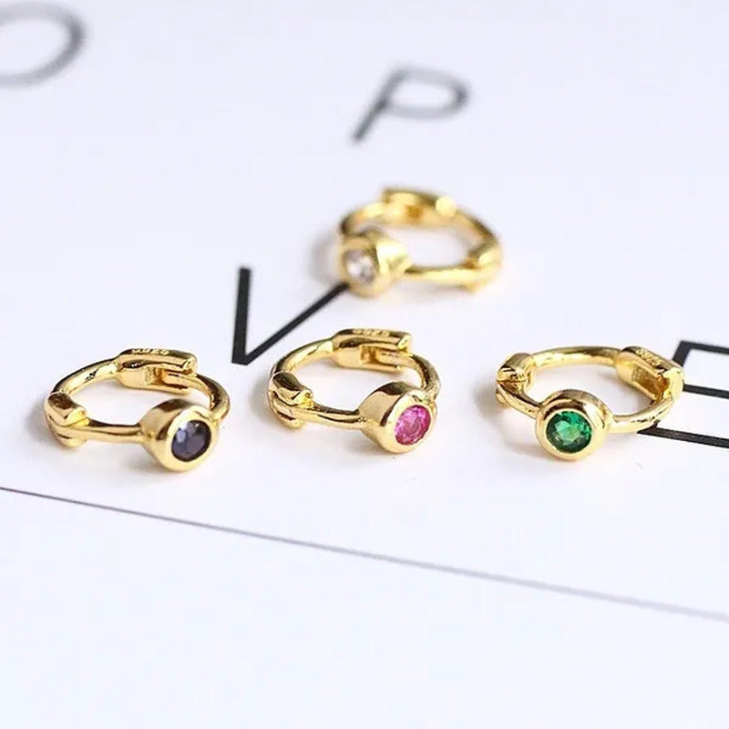 1PC Tiny Color Diamond Hoop Earrings Huggie Hoops Dainty Ear Bone Earrings