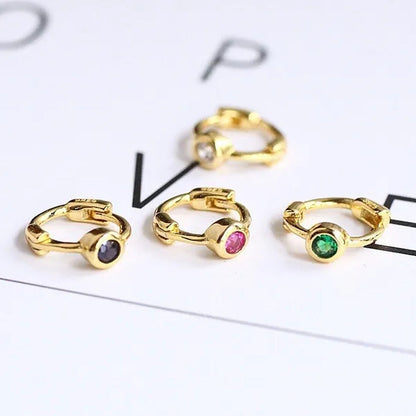 1PC Tiny Color Diamond Hoop Earrings Huggie Hoops Dainty Ear Bone Earrings