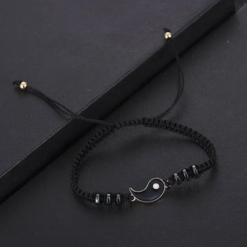 2Pcs New Best Friend Bracelets for 2 Matching Yin Yang Adjustable Cord Bracelet