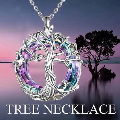 European and American Fashion Women Celtic Life Tree Crystal Pendant Necklace 92