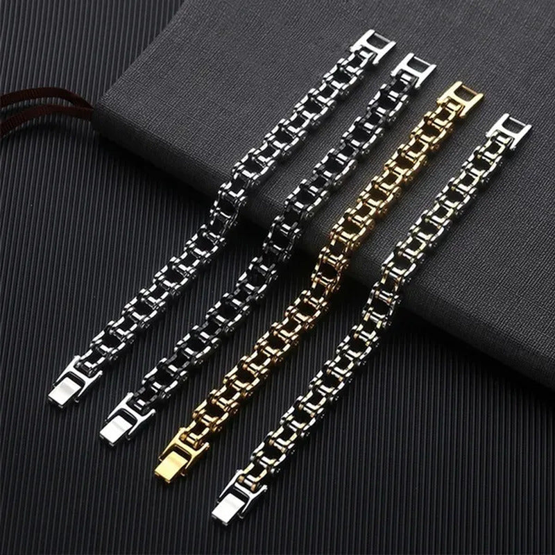 Stainless Steel Biker Mens Bracelet Link Chain Motorcycle Bike Bicycle Chain Bra