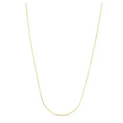 Adjustable Box Link Chain Necklace, 1.1Mm in 14K Gold