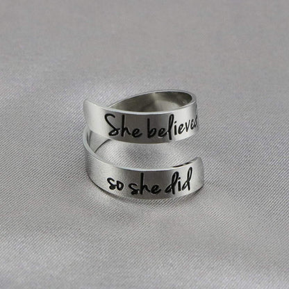 Adjustable Ring Inspirational Jewelry Personalized Stainless Steel Rings Birthda