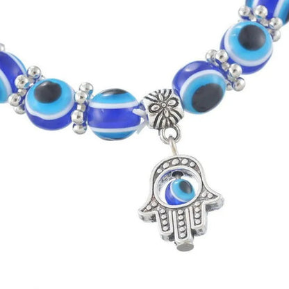 5 Colors Evil Eye Hamsa Beaded Charm Stretch Bracelet Hand of Fatima Turkish Luc