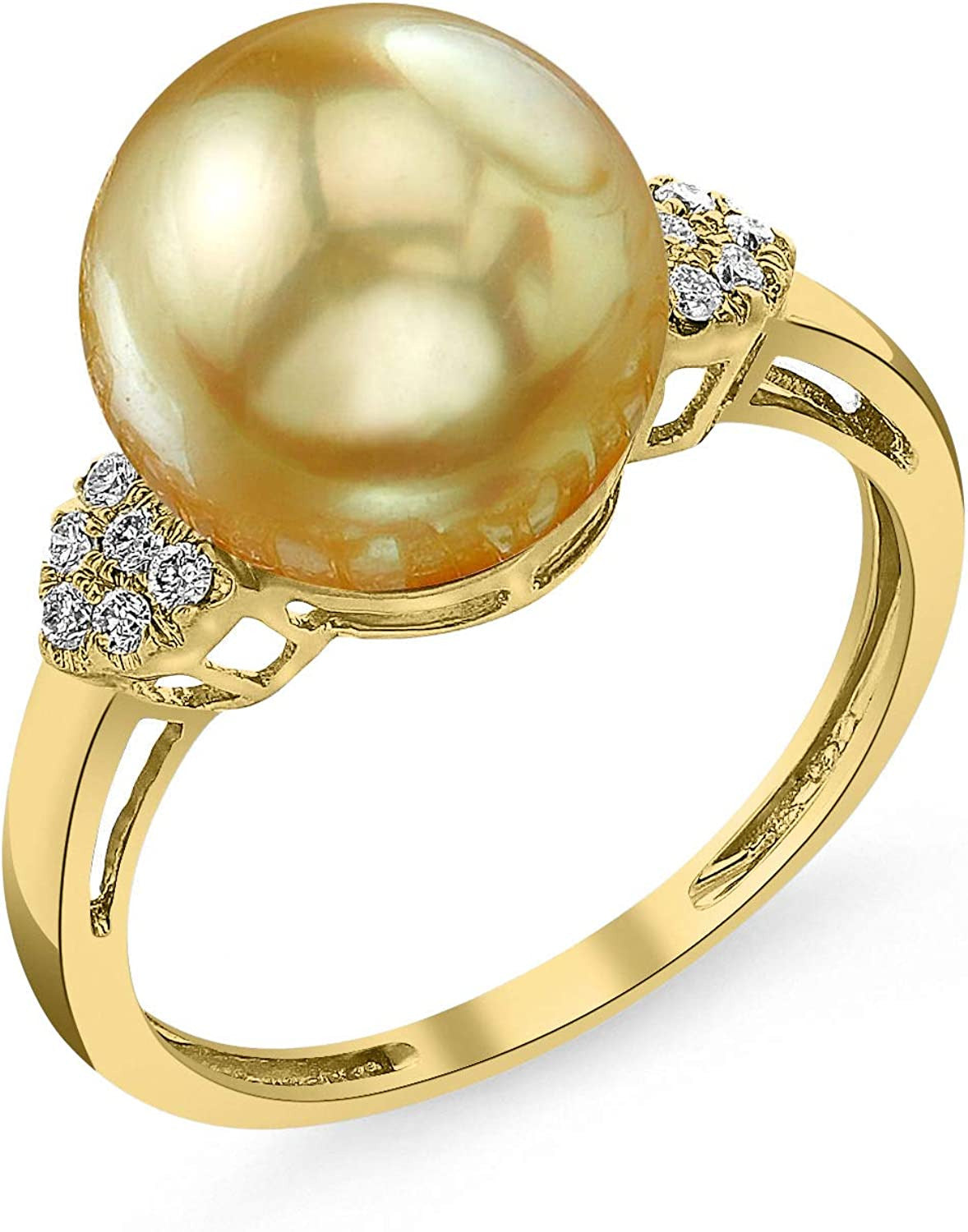 Golden South Sea Cultured Pearl Ring for Women 14K Gold Shelby Pearl and Diamond