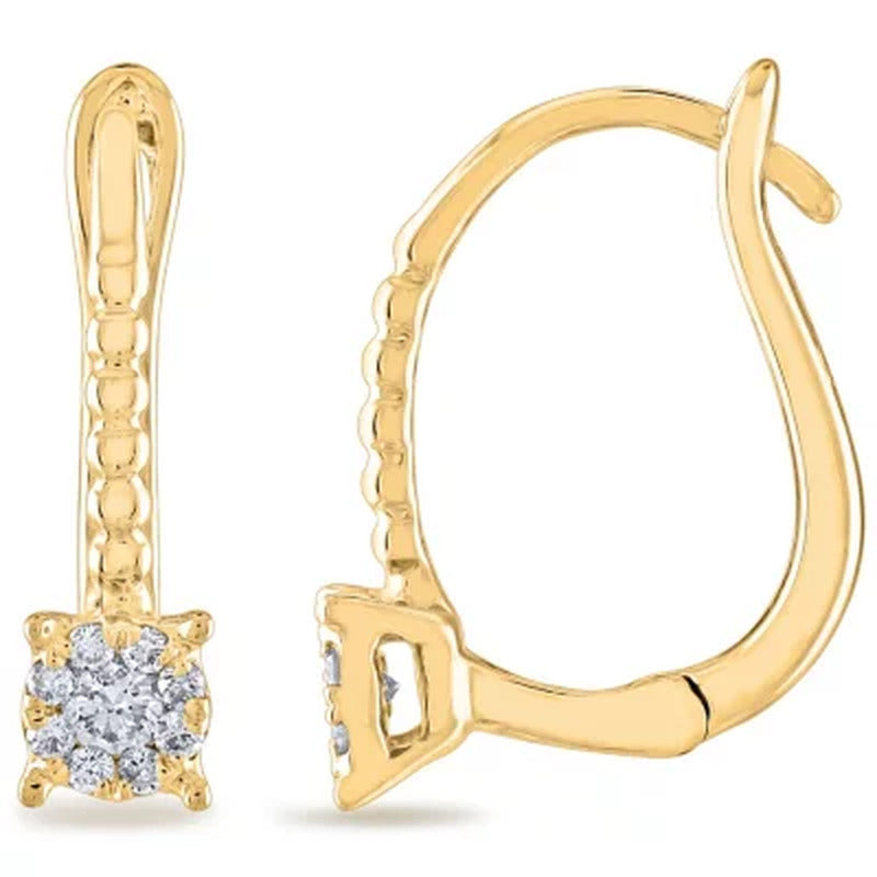 0.15 CT. T.W. Halo Frame round Diamond Leverback Drop Earrings in 14K Gold