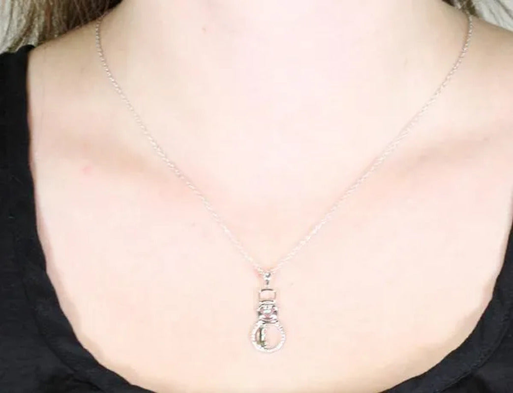 Snowman Pendant Necklace with Diamond Accent in Sterling Silver with Chain