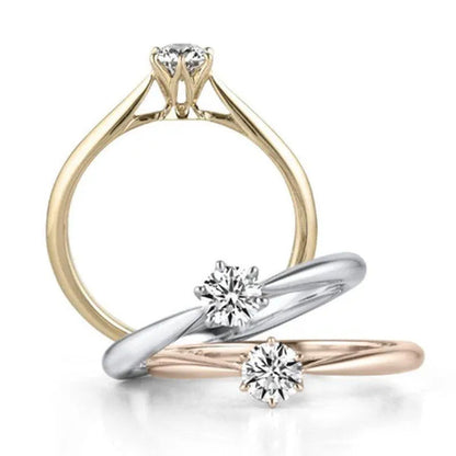 Classic Wedding Rings for Women Forever Simple Six Claws Zirconia Fashion Solita