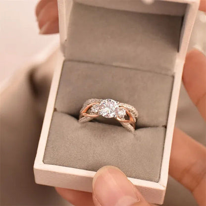 Newshe Solid 925 Sterling Silver Rose Gold Wedding Ring Sets for Women round Cut