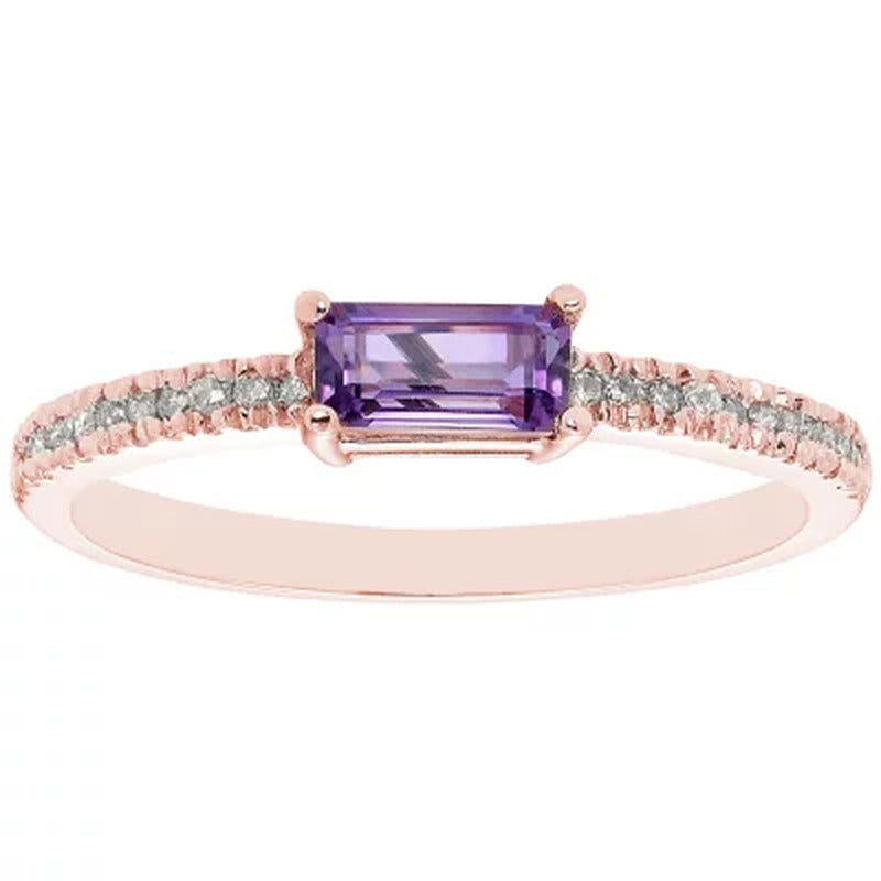 Amethyst and 0.10 CT. T.W. Diamond Ring in 14K Gold