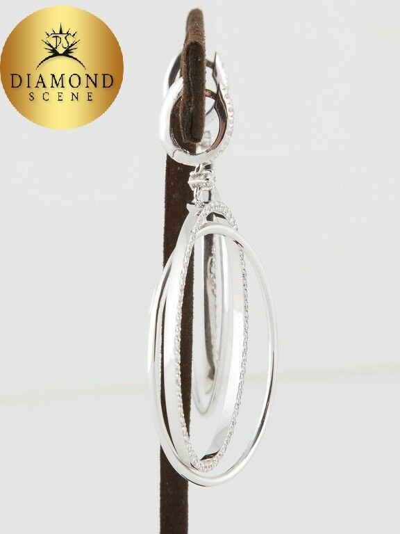 Fabulous Oval Hoop Dangle Earrings 1.76 ct white gold