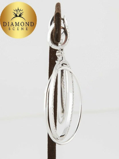 Fabulous Oval Hoop Dangle Earrings 1.76 ct white gold