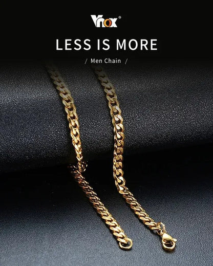 Hot Sale! Men'S Necklace Stainless Steel Cuban Link Chain Silver Gold Color Male