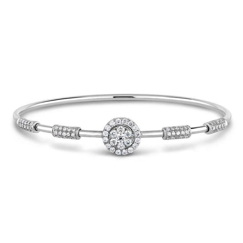 27012 round Brilliant Cut Diamond Ladies Bangle - 14K White Gold