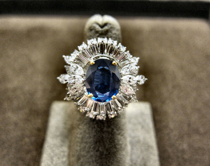OVAL SAPPHIRE BAGUETTE ROUND MARQUISE DIAMOND RING