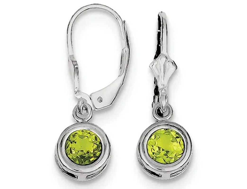 1.80 Carat (Ctw) Green Peridot Drop Earrings in Sterling Silver