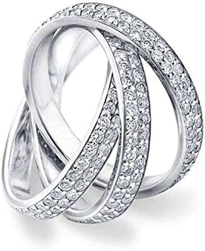 PJ 2.75 CT round Diamond Rolling Full Eternity Wedding Band 14K White Gold Over