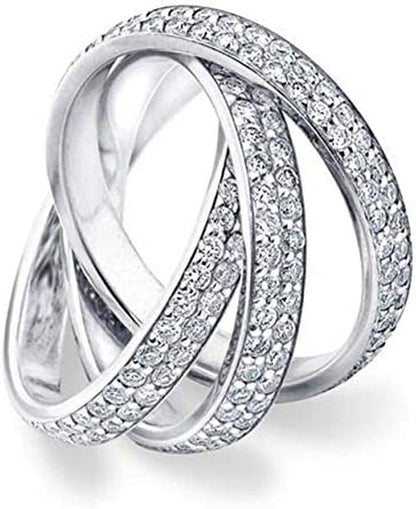 PJ 2.75 CT round Diamond Rolling Full Eternity Wedding Band 14K White Gold Over