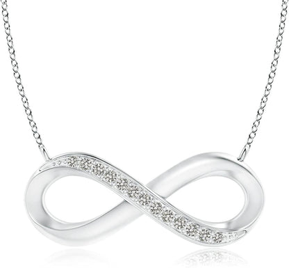 Natural Diamond Infinity Pendant Necklace in Sterling Silver/14K Solid Gold for