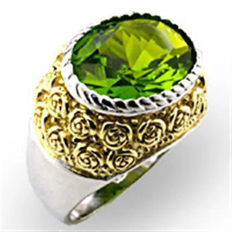 32804 - Reverse Two-Tone 925 Sterling Silver Ring with Synthetic Spinel in Perid