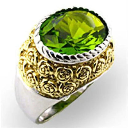 32804 - Reverse Two-Tone 925 Sterling Silver Ring with Synthetic Spinel in Perid