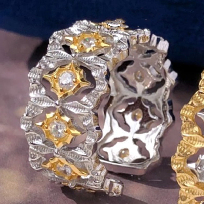 Luxury 925 Silver Plated Lace Star Ring