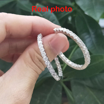 2.88CT White Gold Moissanite Hoop Earring for Women Sparkling Full Enternity