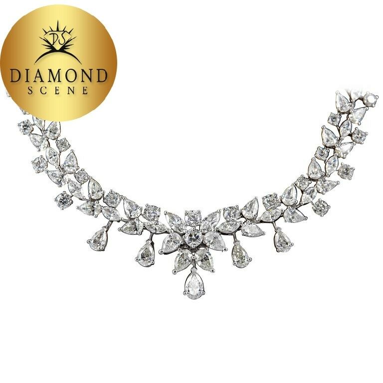Diamond Necklace 19.40 carats of round, pear and marquise shaped  F/G VS clarity