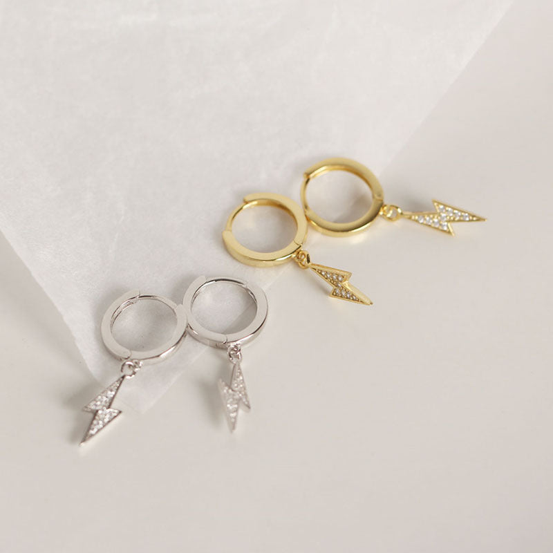 Silver Diamond Lightning Personalized All-Match Earrings