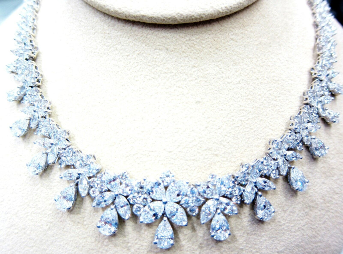 Diamond pear shape marquise round brilliant diamond shape diamond set necklace