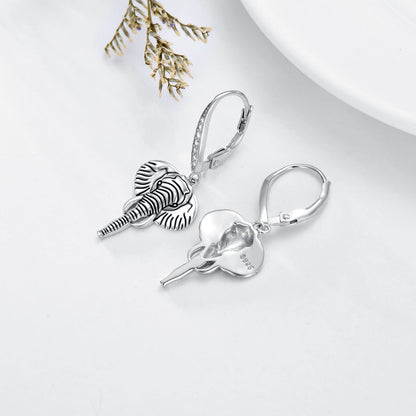 Elephant Earrings for Women 925 Sterling Silver Hypoallergenic Elephant Dangle D